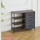 MFURN Narrow Fabric Chest of Drawers, Fabric Dresser with 3 Folding Drawers, 3 Open Shelves and Wide Top, Dresser for Bedroom, Living Room and Hallway, Walnut, Light Gray & Dark Gray Options