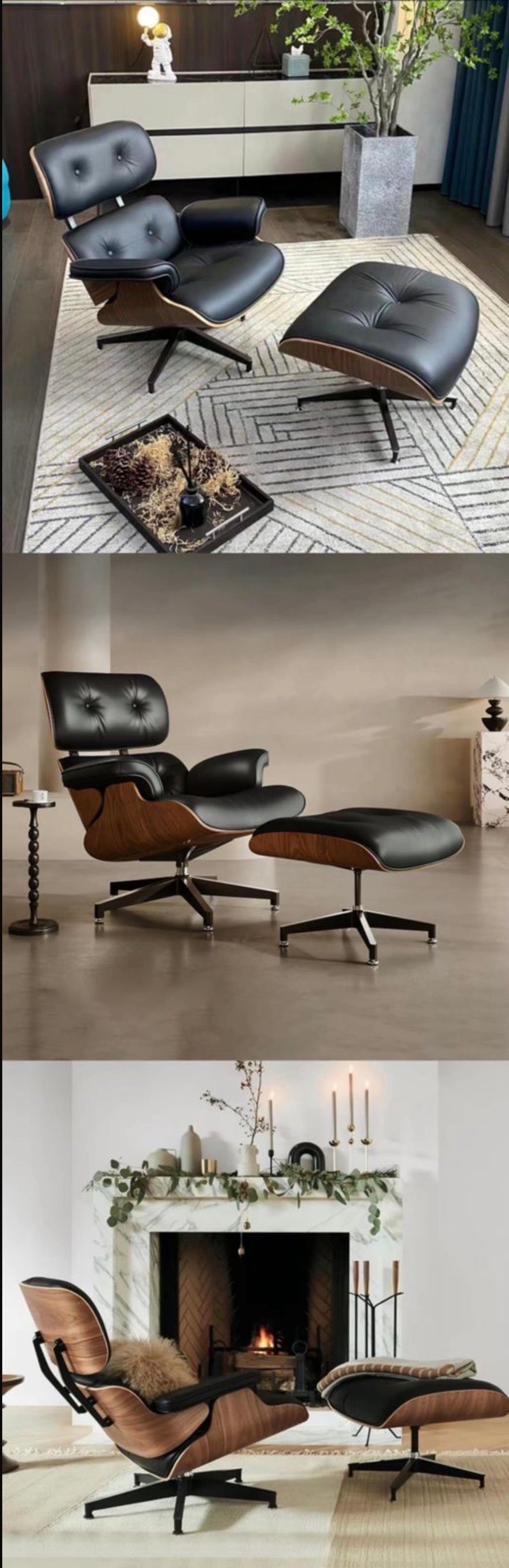MFURN Eames Inspired Mid Century Lounge Chair & Foot Stool