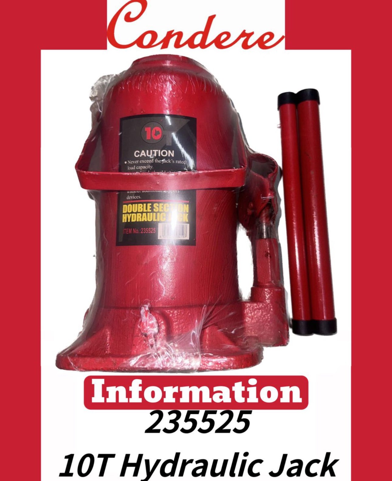 Hydraulic Bottle Jack Condere Brand - Various Options