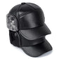 Winter Baseball Cap Plush Cotton Leather Hat Warm Baseball Cap Ear Protection - Unisex