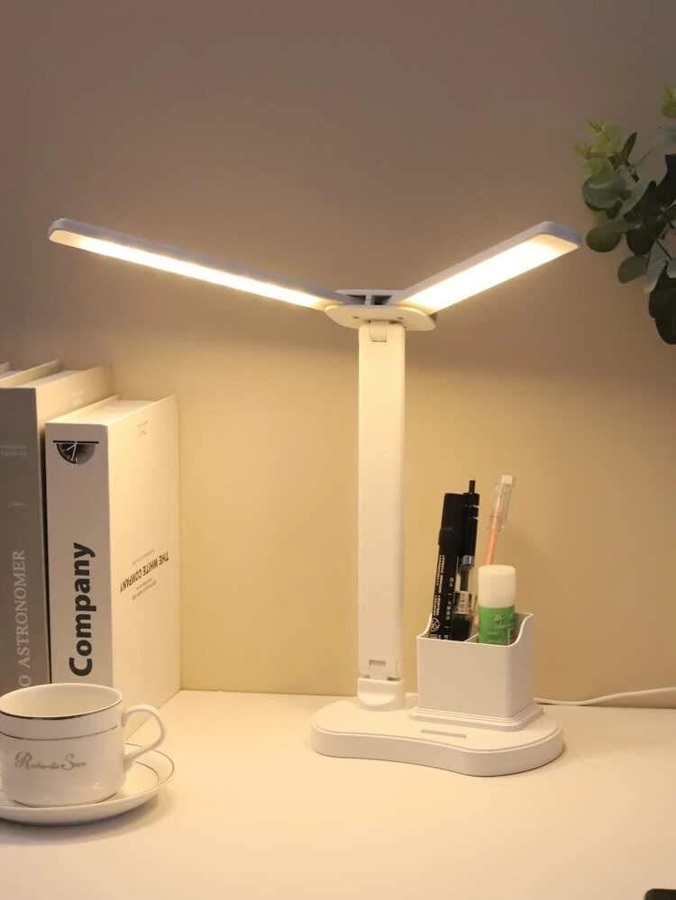 Double Heads LED Desk Reading Lamp Table Light Touch Control Dimmable Office