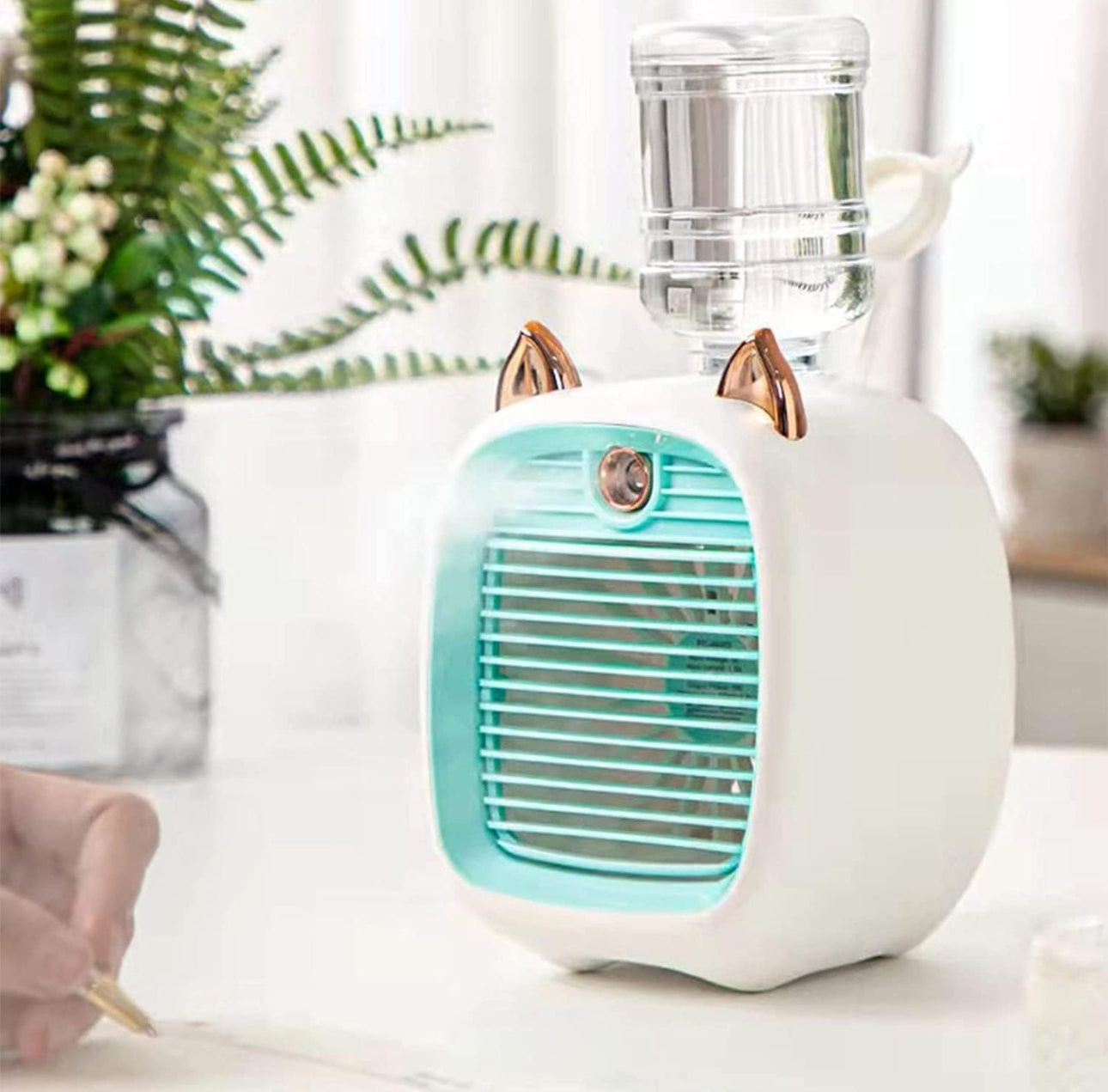 Mini Portable AC Unit with Water Bottle, Hot Summer Mini Rechargeable Evaporative Air Cooler In, 3 Speed USB Personal Air Conditioning Fan and Humidifier