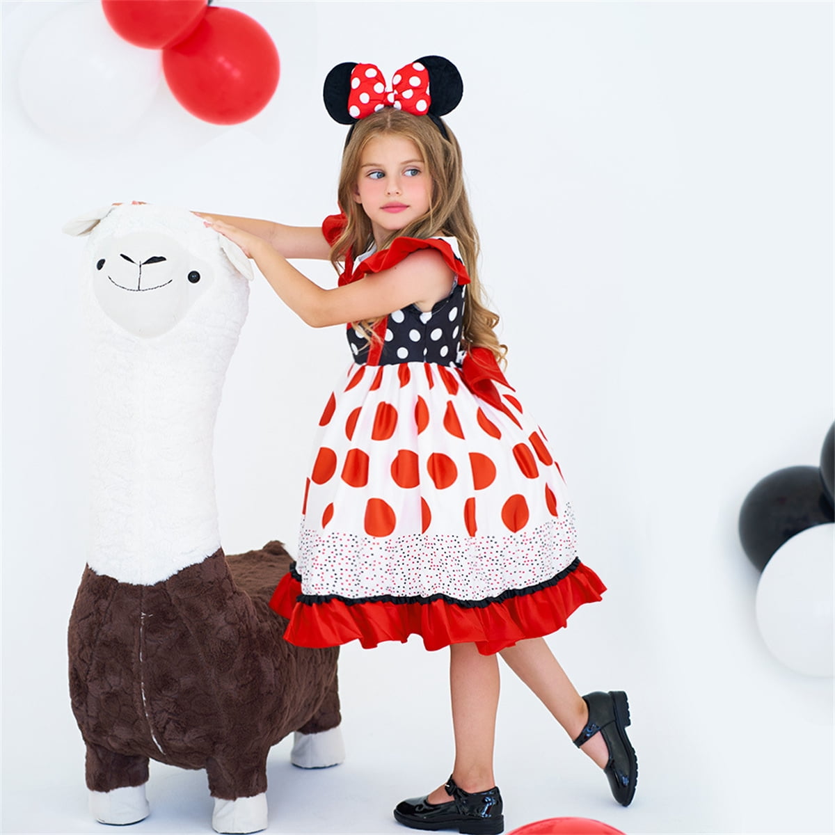 Girls Minnie Princess Dresses Mini Dress for Girls Minnie Costume Polka Dot Dress-Various Sizes