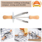 MHome Stainless Steel Croissant Rolling Cutter Bread Dough Pastry Making Tool with Wooden Handle