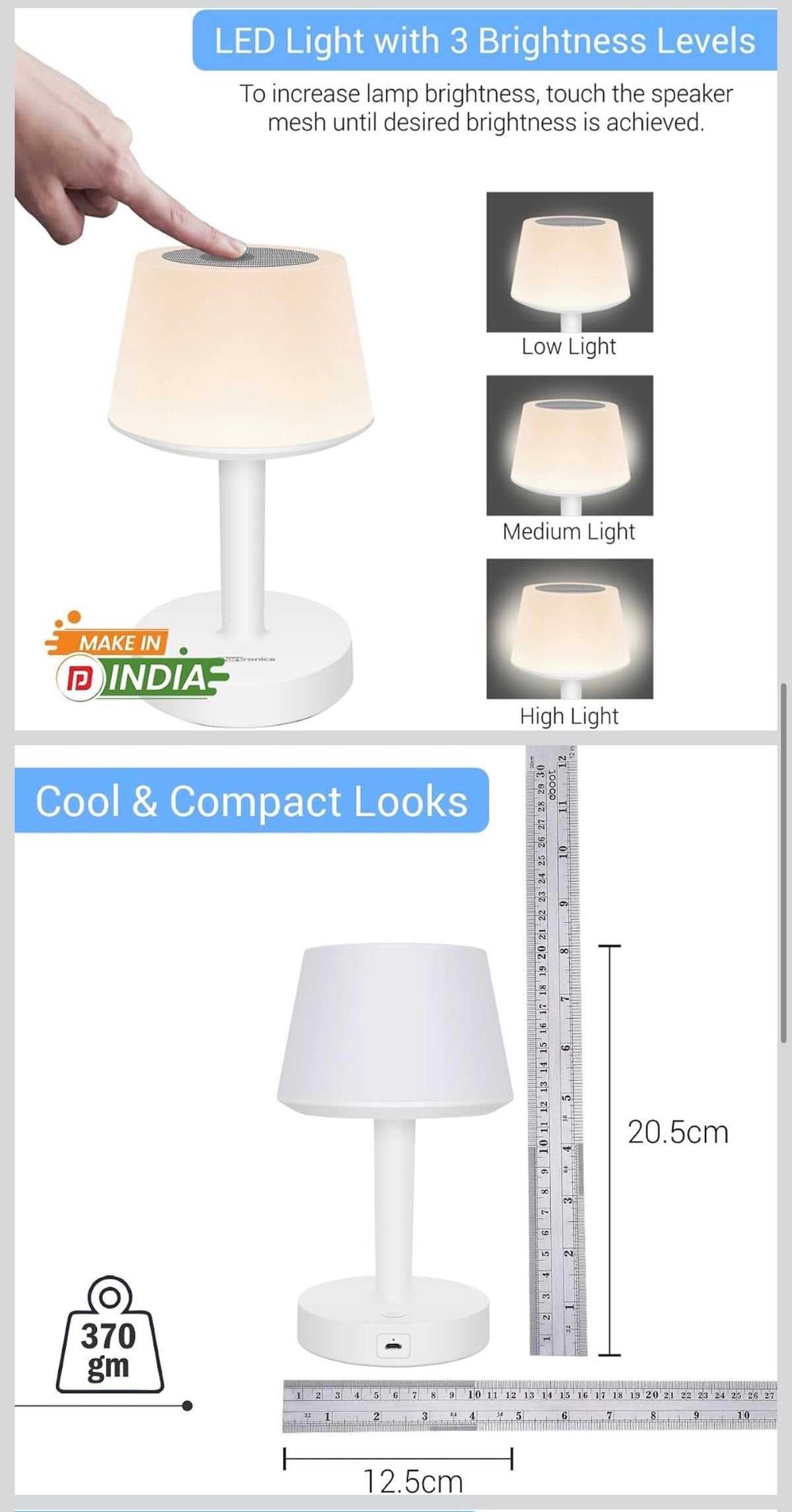 MTech Elegant Table Lamp Rechargeable-Various Options