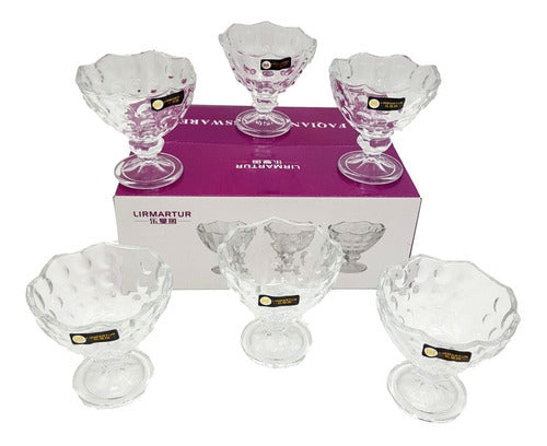 MHome 6pc Glass Dessert Bowl Set – Smoothies, Ice Cream & Desserts