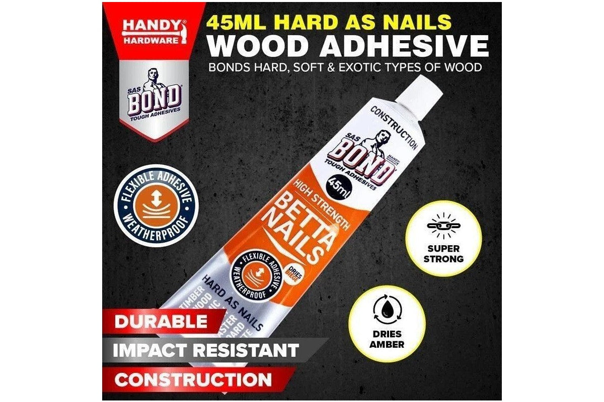 SAS Bond Liquid High Strength Betta Nails Construction Adhesive 45ml-2pc pack