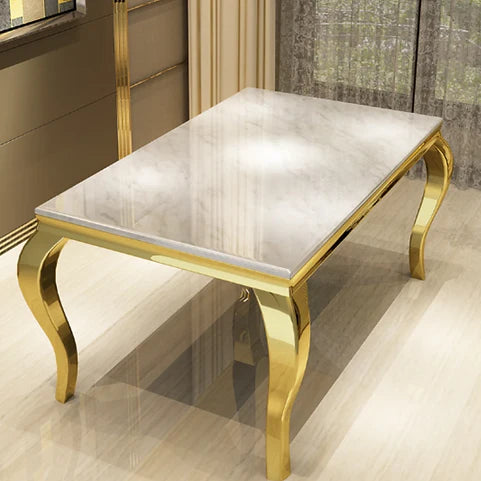 Marble Dining Table 6 Seater - Gold