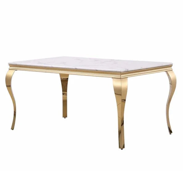 Marble Dining Table 6 Seater - Gold