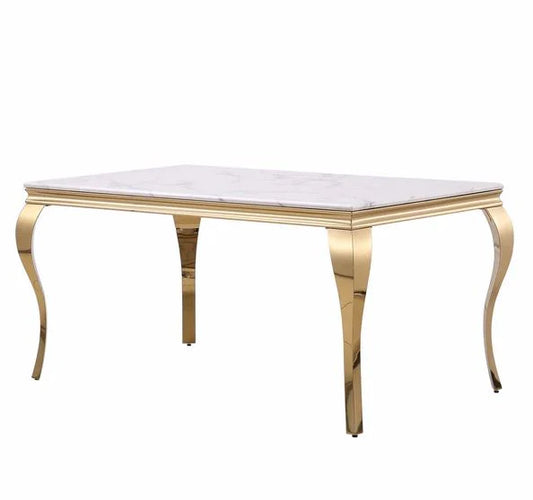 Marble Dining Table 6 Seater - Gold