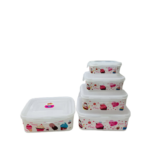 5Pc Plastic Airtight Microwave Safe Food Storage Container for Fridge with Lid