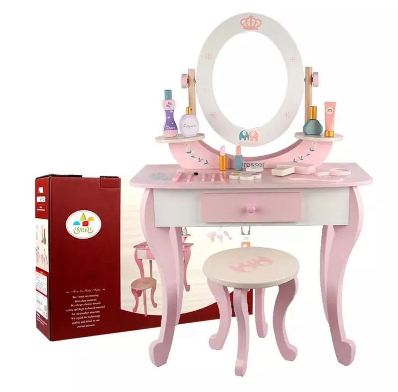 Generic
Toddler Fantasy Vanity Beauty Dresser Table Play Set with Chair, Fashion & Makeup Accessories for Kid and Pretend Play, Toy,Wooden Dressing Table And Stools, Dresser Table,3,4,5 Age Kids (PINK)