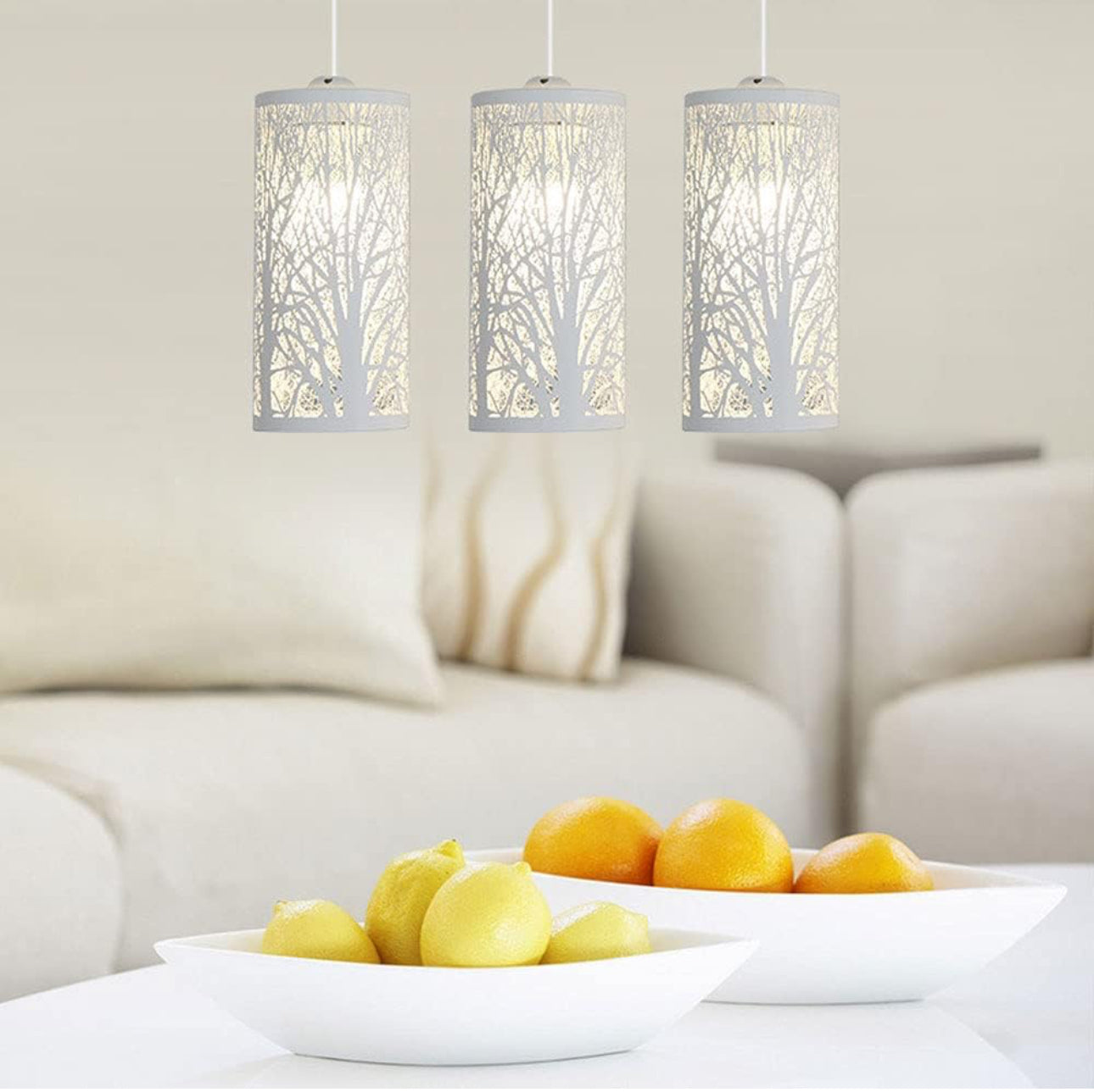 Bedroom Modern Minimalist Pendant Light, Nordic Long Cylindrical Shape Pendant Lighting Fixture for Kitchen Island Cafe Bar Restaurant Sink, White