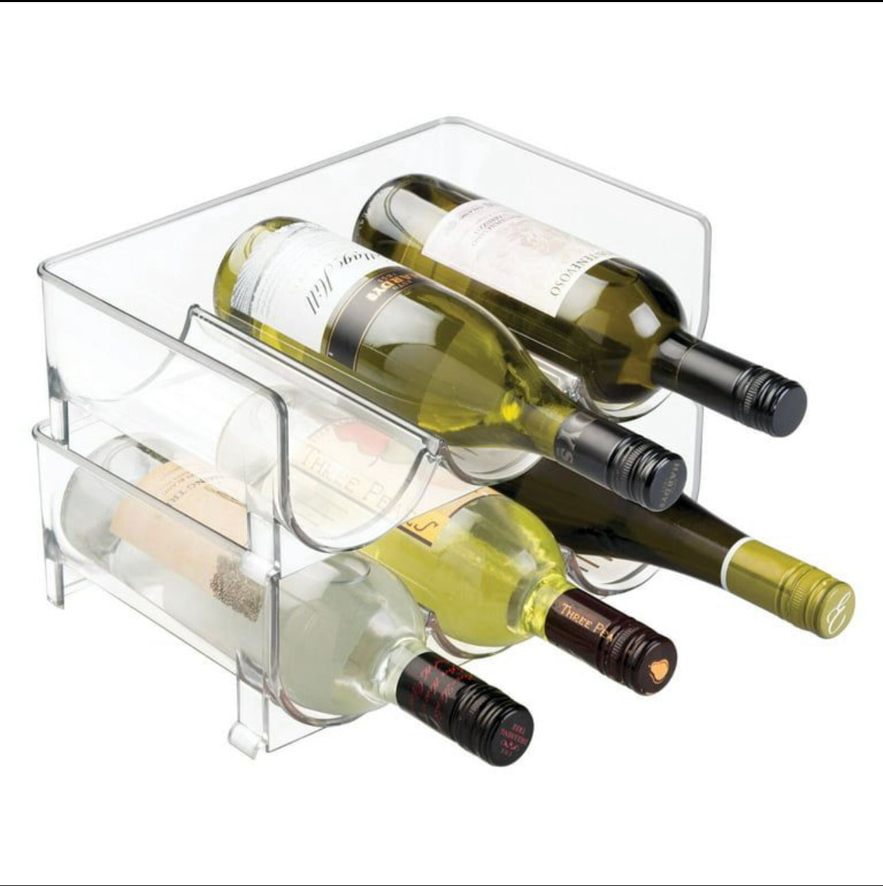 MHome Transparent Stackable Bottle & Wine Rack – 3 Bottle PET Organizer