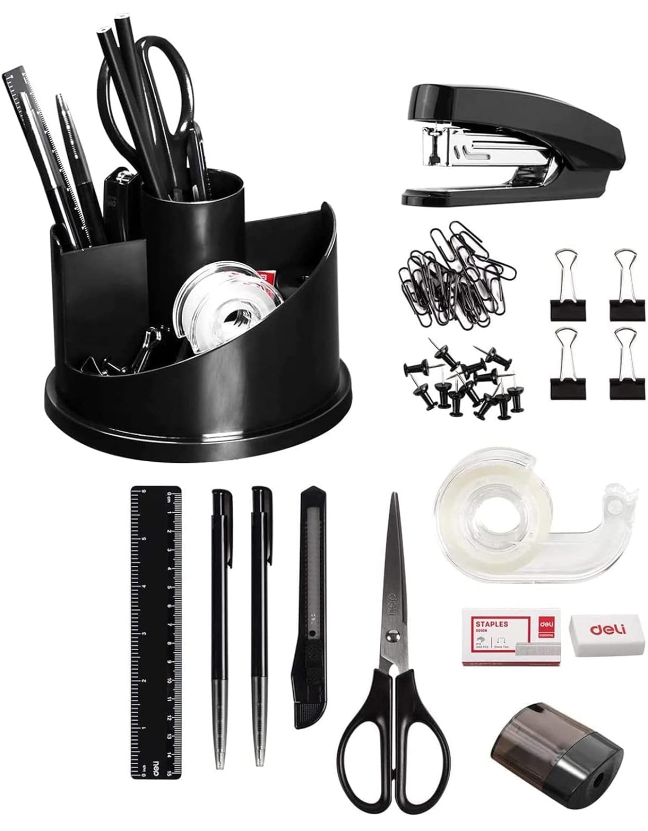 12pc Rotating Office Stationery Organiser Set