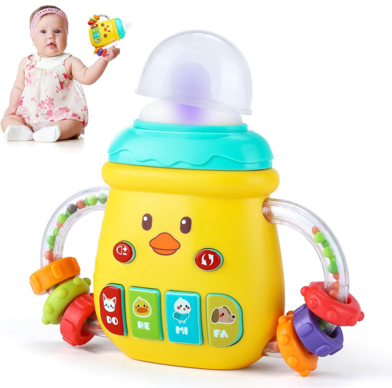 Baby Bottle Early Education Machine With Light Music Portable Colorful Puzzle Toy Birthday Chirstmas Gift