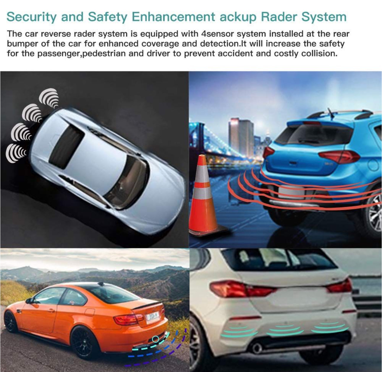 LED Display Car Parking System With 4 Reverse Sensors