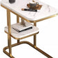 MHome Imitation Marble 2-Layer Side Table for Living Room or Bedroom