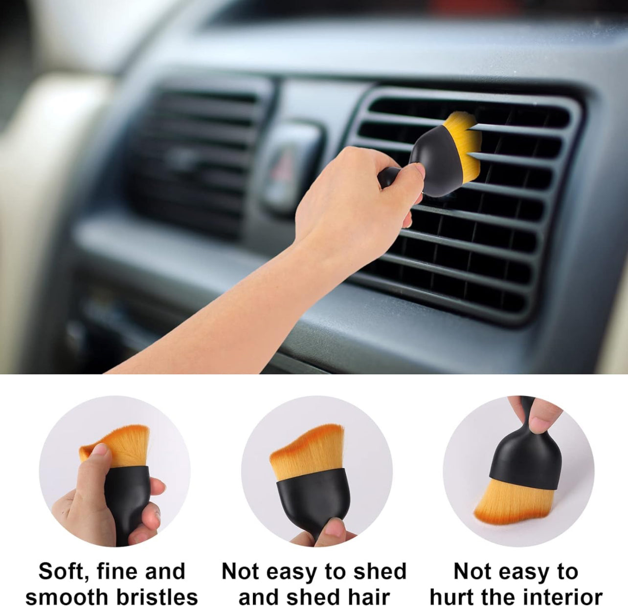 Car Interior Cleaning Soft Brush, Soft Bristle Detail Brush Set, Auto Detailing Brush, Auto Dash Duster Brush, Car Dusting Brush Tool for Automovie Air Conditioner, Vents