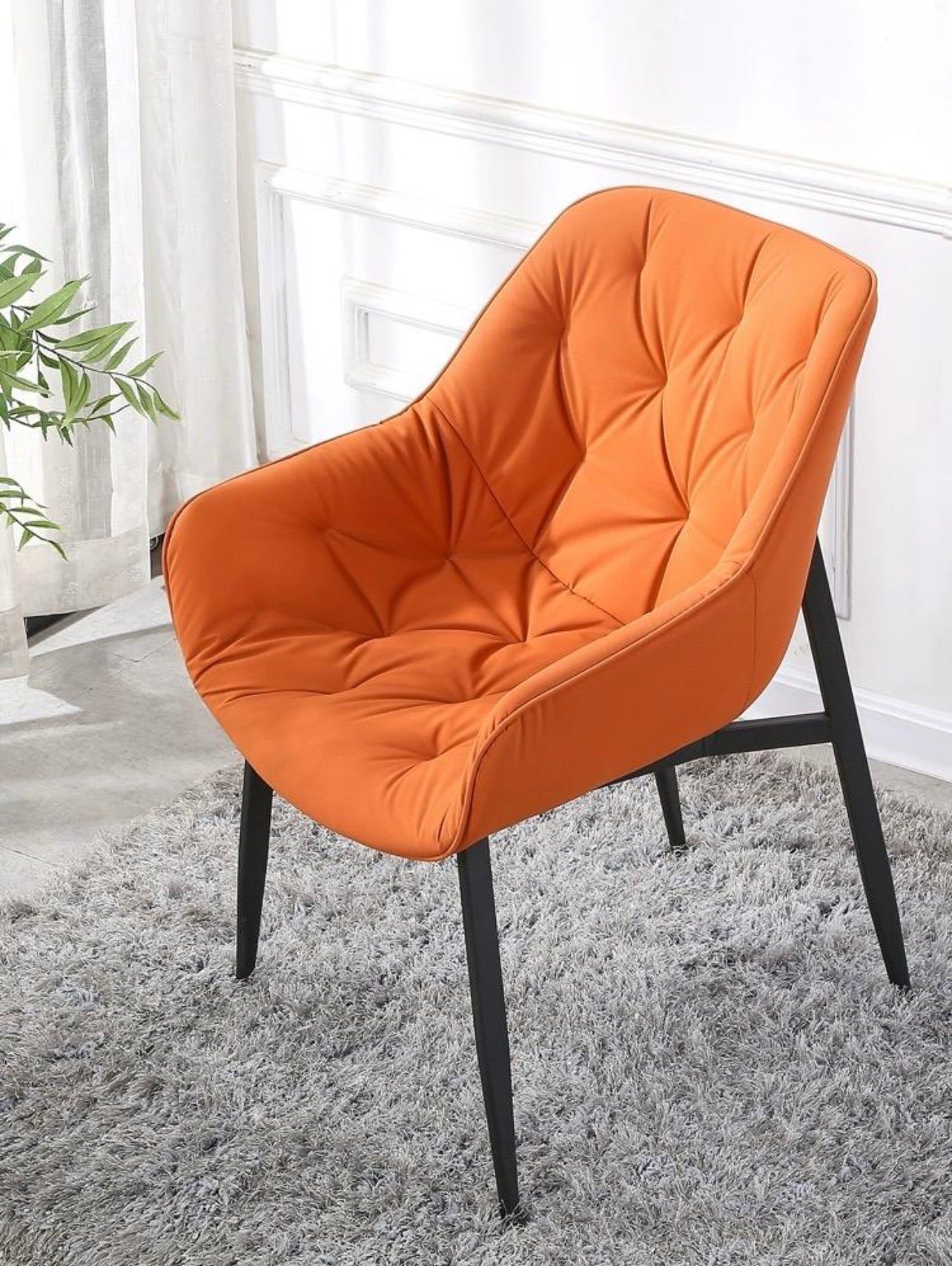 Modern Dining Kitchen Room Chairs Living Room Armchair with Soft Pu Leather Cushion Seat Sleek Steel Legs Dining Chairs