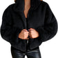MWear
Womens Cropped Faux Fur Coat Oversized Stand Collor Open Front Cardigan Zip Up Shrug Winter Fluffy Coat
