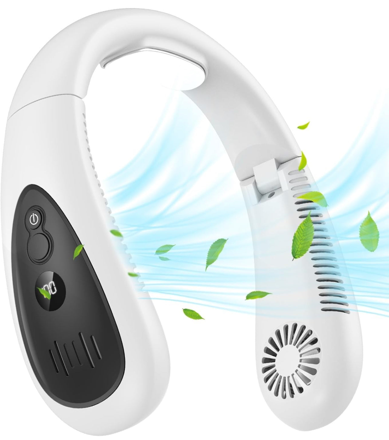 Portable Neck Fan, Hands Free Bladeless Fan, Foldable Wearable Small Personal Fan with 360° Cooling Wind, 3 Speeds Adjustment, Quiet, 4000mAh USB-Rechargeable Battery, No Hair Twisting