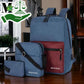 3 in 1 Color Matching Nylon Double Shoulders Bag Ladies Handbag School Backpack Bag- Various Colours