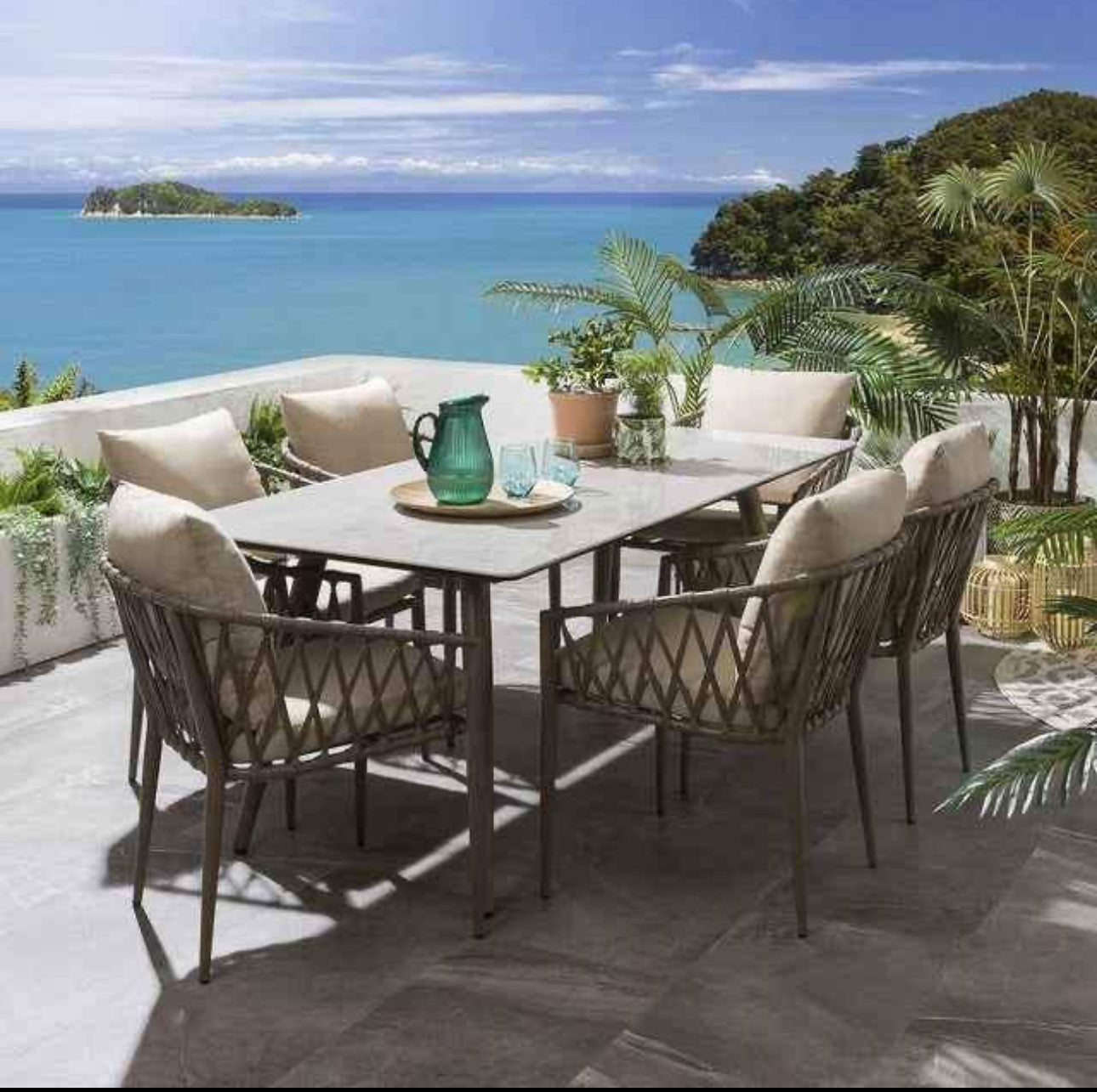 MHome 6-Seater Outdoor Patio & Garden Dining Set – Nordic Bohemian Style