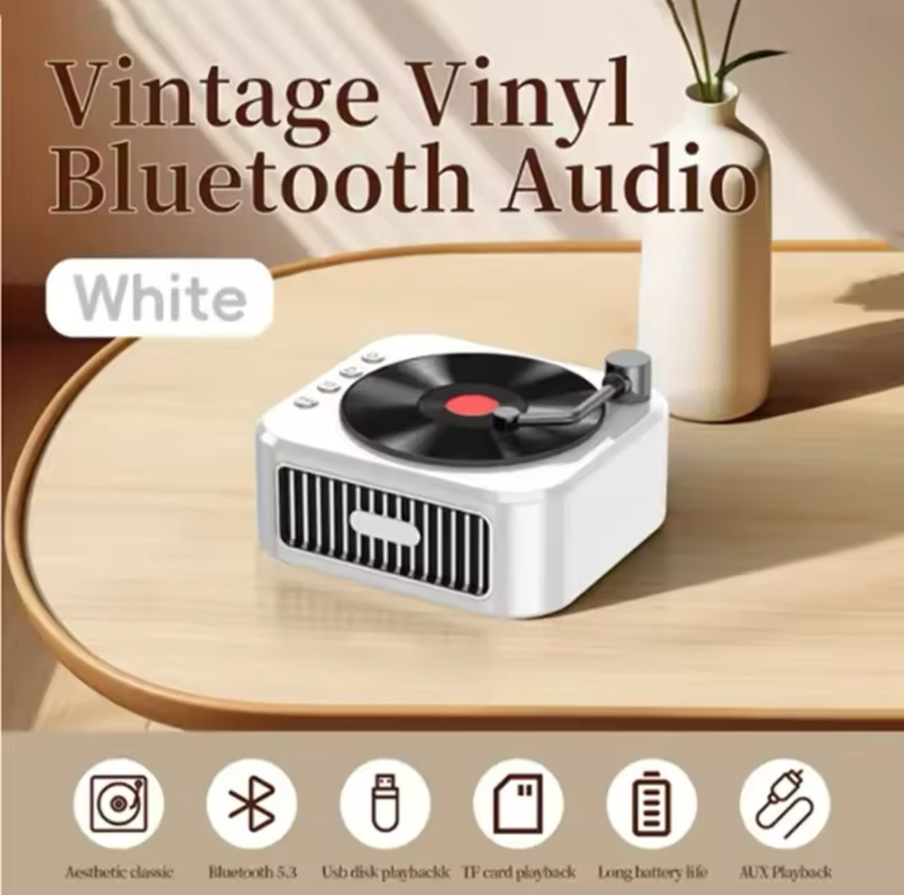 Portable Mini Vinyl Butterfly Disc Bluetooth Speaker 3D Surround Sound Box