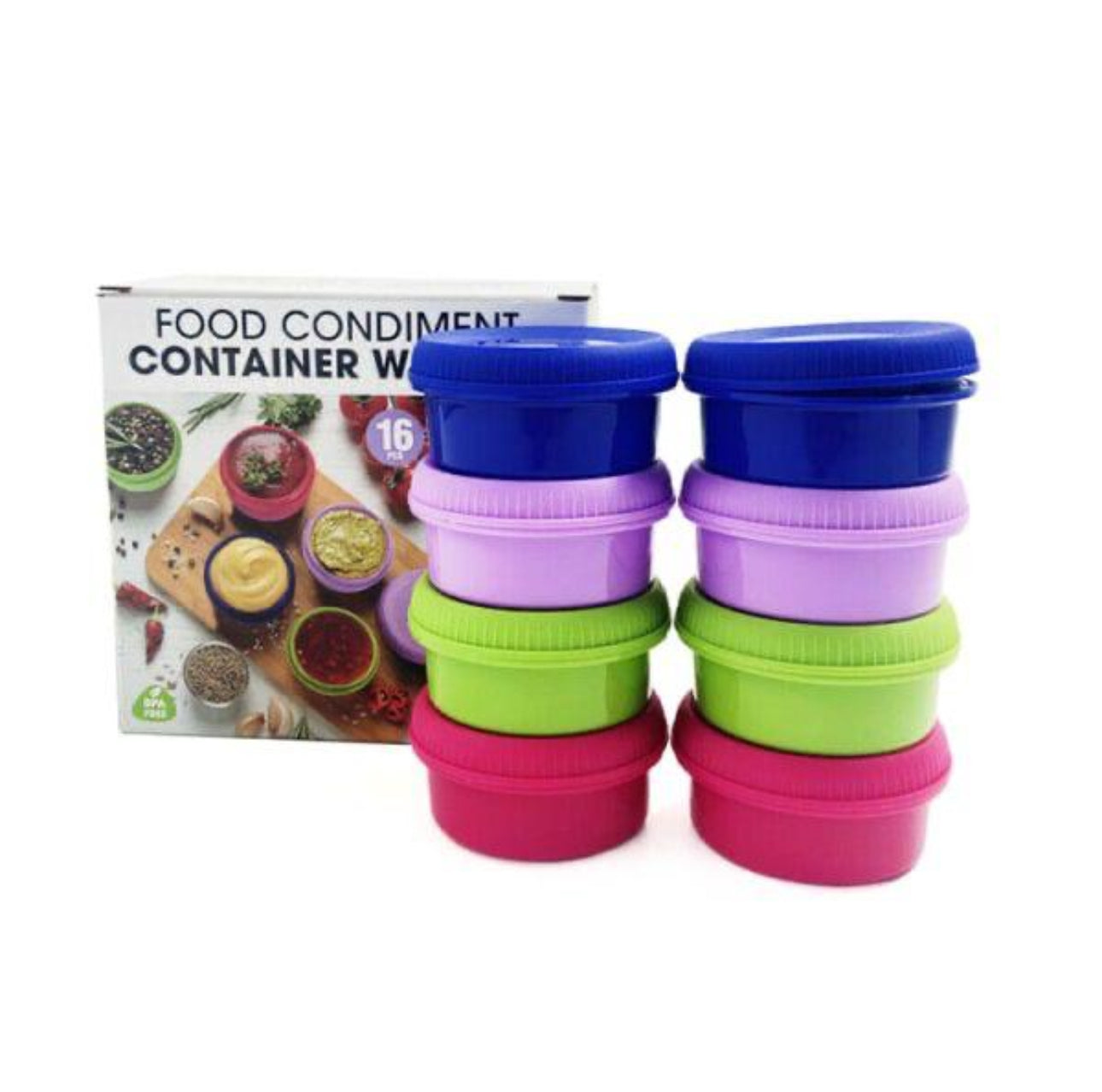 Set Of 8 Colorful Condiment Bowls with Lid