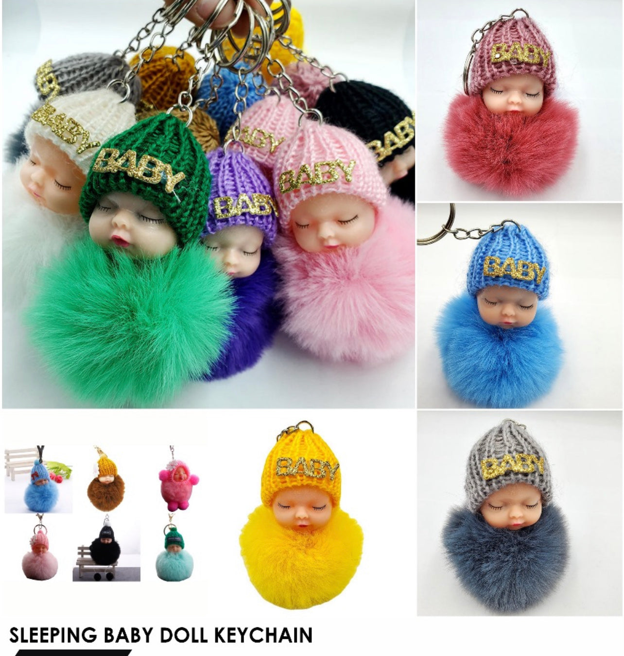 Keychain Faux Fur Baby - Various Colours