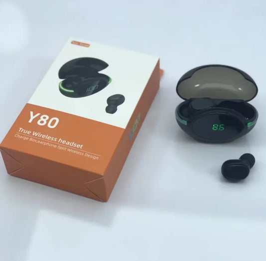 Earphone Y80 Bluetooth Headphones with Mic LED Display Earbuds for iPhone IOS Android y80 Fone Wireless Headset