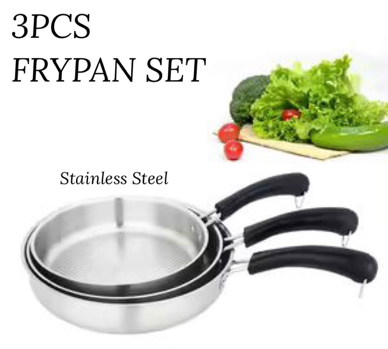 Fry Pan Set 3pc Stainless Steel