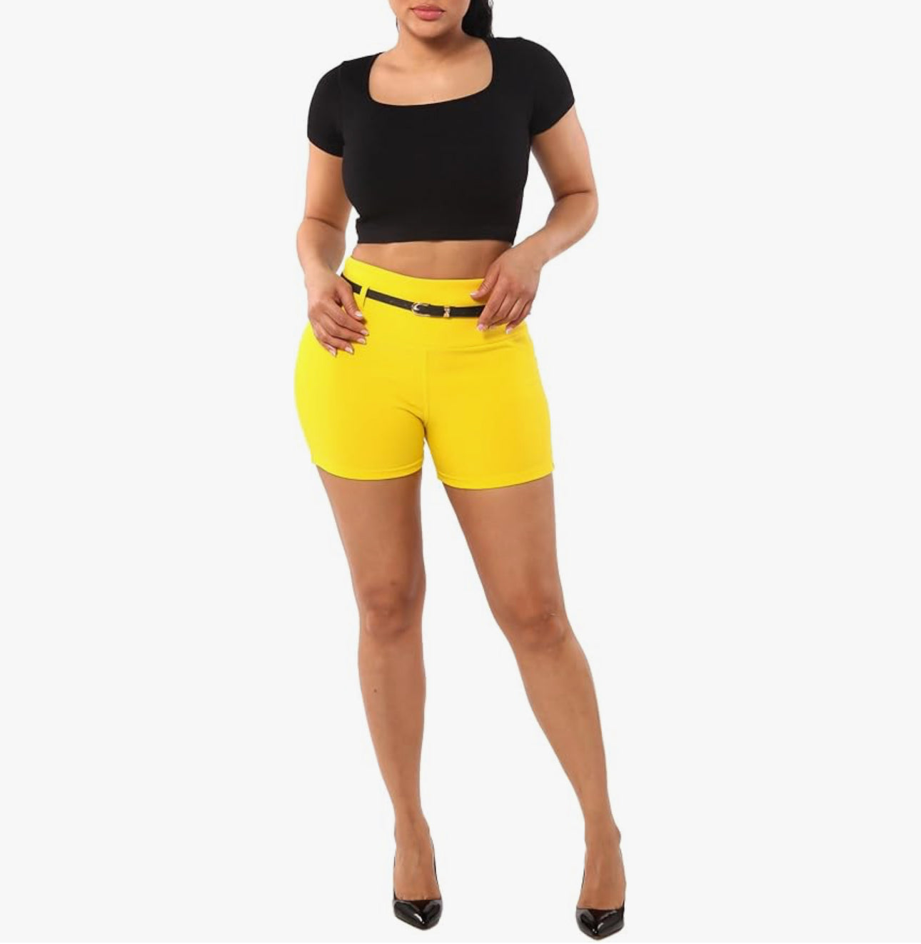Womens High Waist Slim Pull On Shorts with Tummy Control Dressy Office Butt Sculpting Shorts-Various Colours