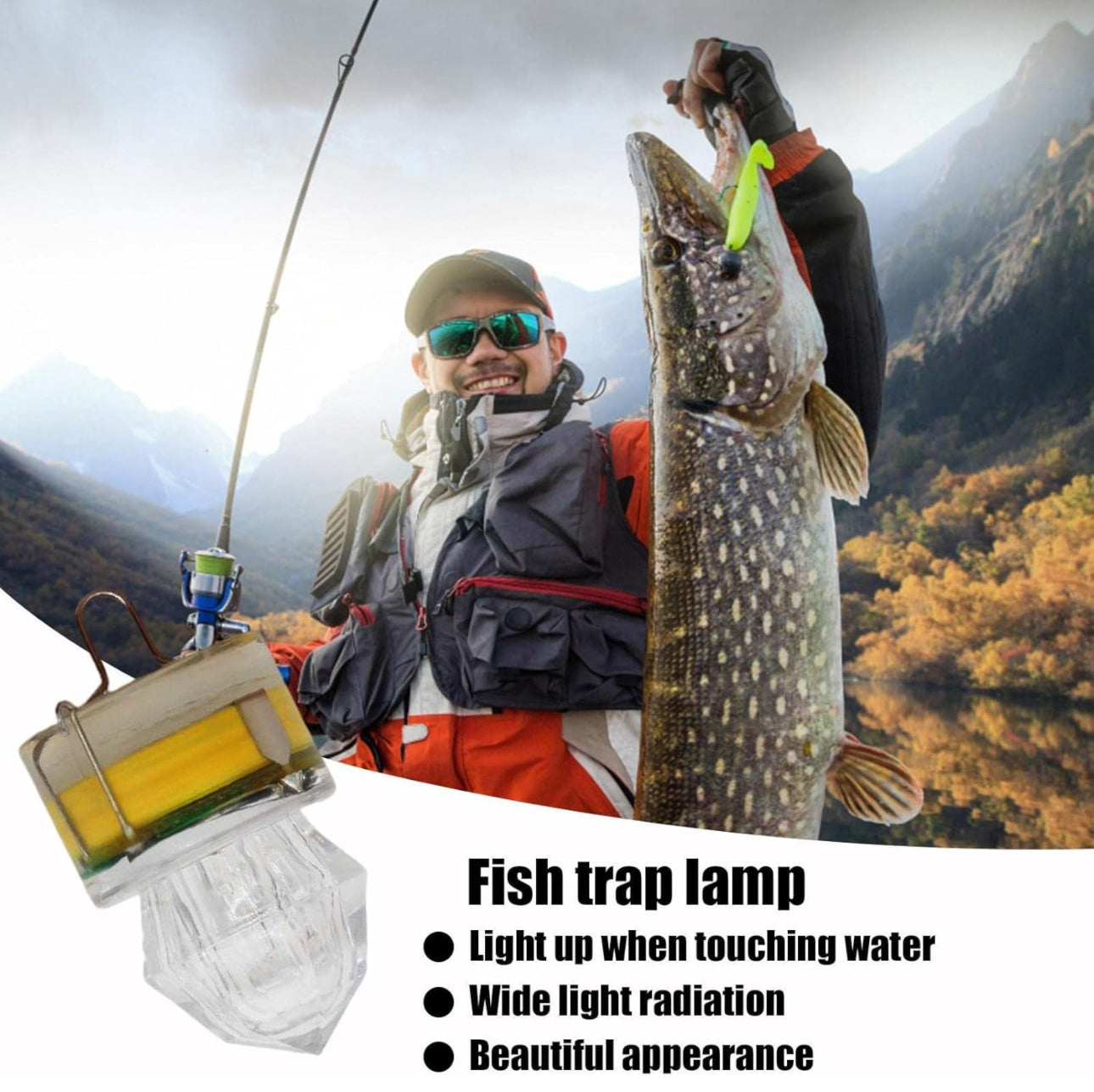 LED Deep Drop Underwater Fishing Light Diamond Tubular Style Bait Lure Squid, 350/700hrs Lifespan, 1000M Deep