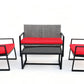 MFurn Maggie Inspirations 4-Piece Black Patio Conversation Set with Red Cushions