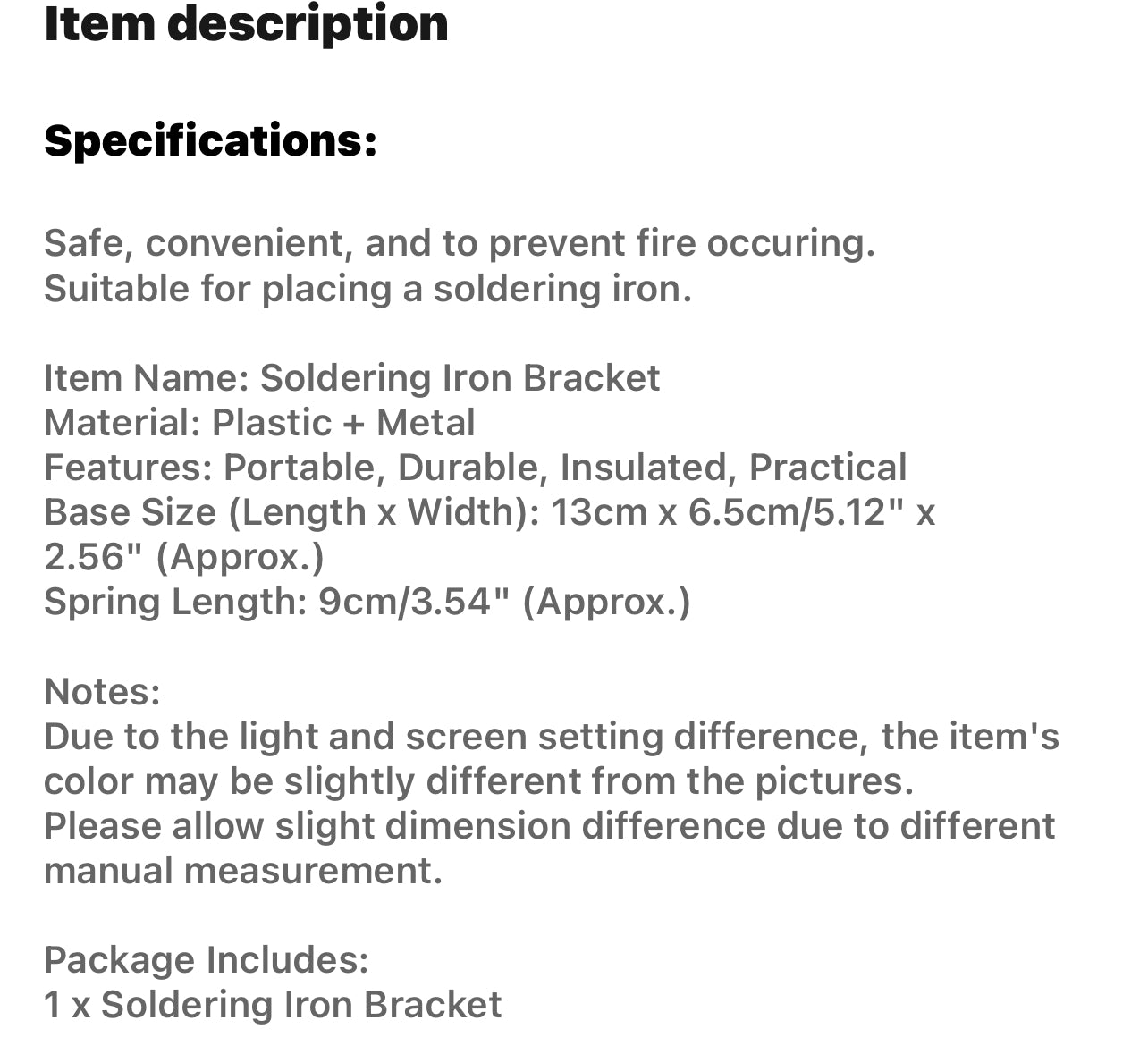 Portable Solid Metal Base Electric Soldering Iron Bracket Stand Holder Station