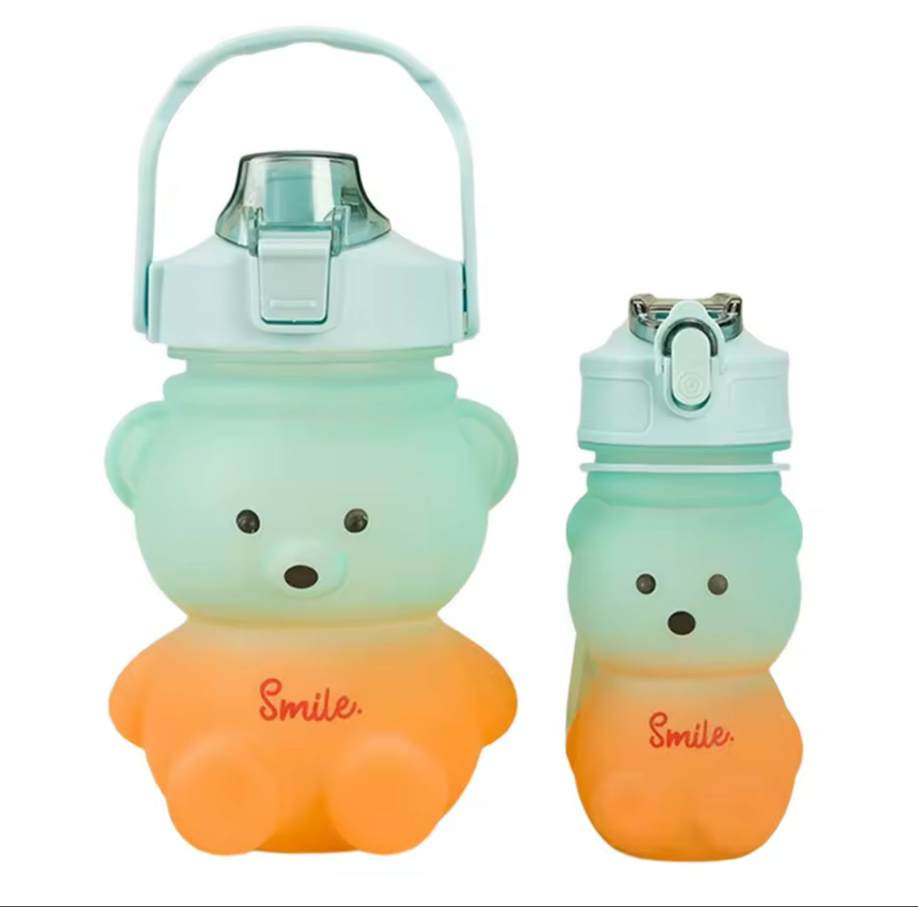 Bear Shaped Water Bottle with Built-In Straw and Carry Strap