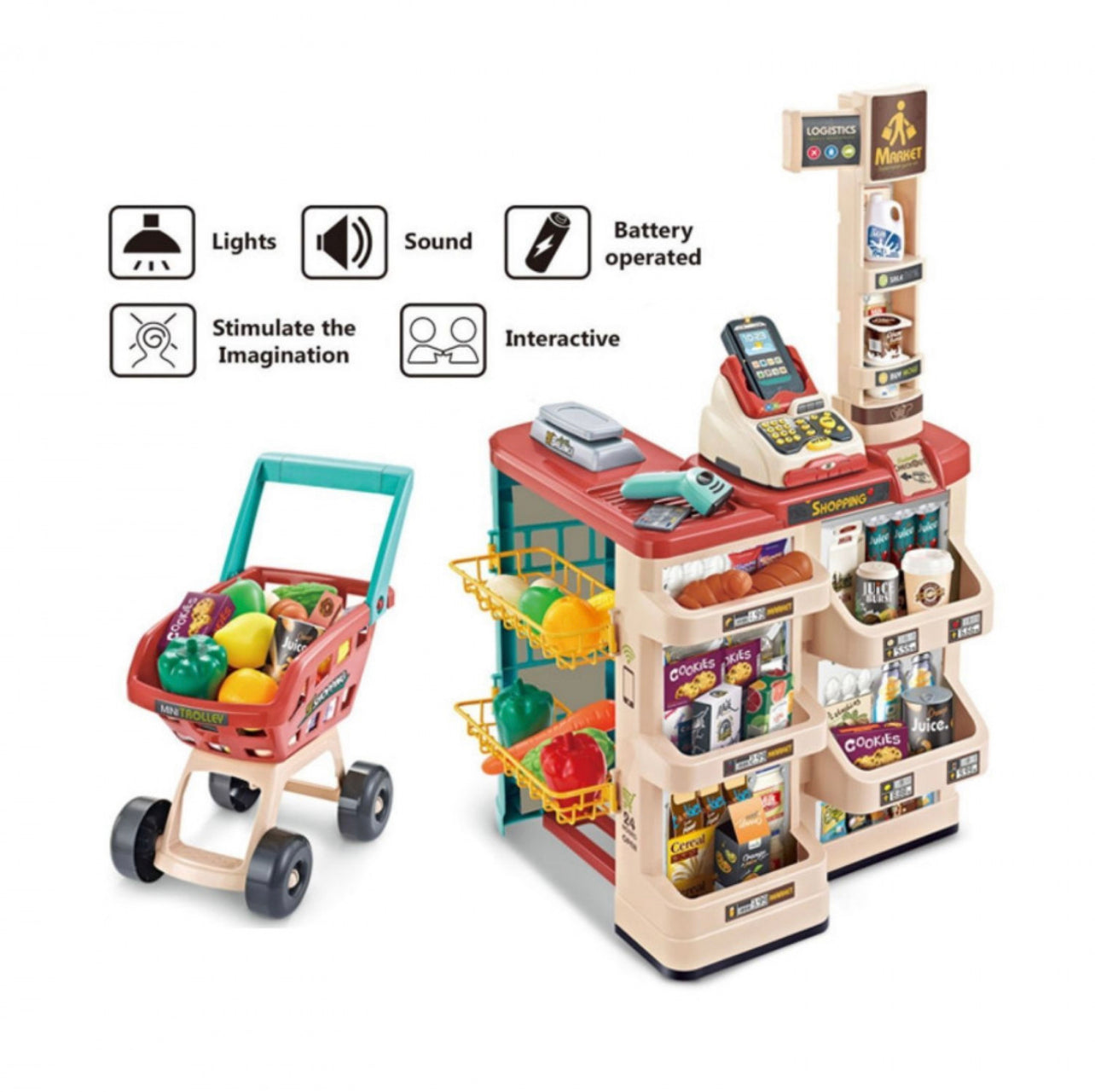 MyToy Pretend Play Supermarket with Scanner and Cash Register
