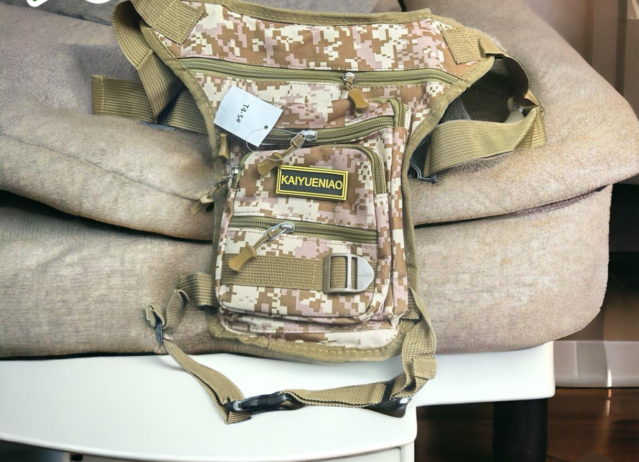 Outdoor Motorcycle Riding Waist And Leg Bag Man Multi Compartment Waist Pack(Camouflage, Brown,Grey)