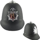 London Bobby Helmet Cosplay British Hat Plastic Cop Officer Hat British Bobby Helmet Hat Badge Caps Black Head Decor Accessary for Halloween Party Costumes Performance Badge Police Hat