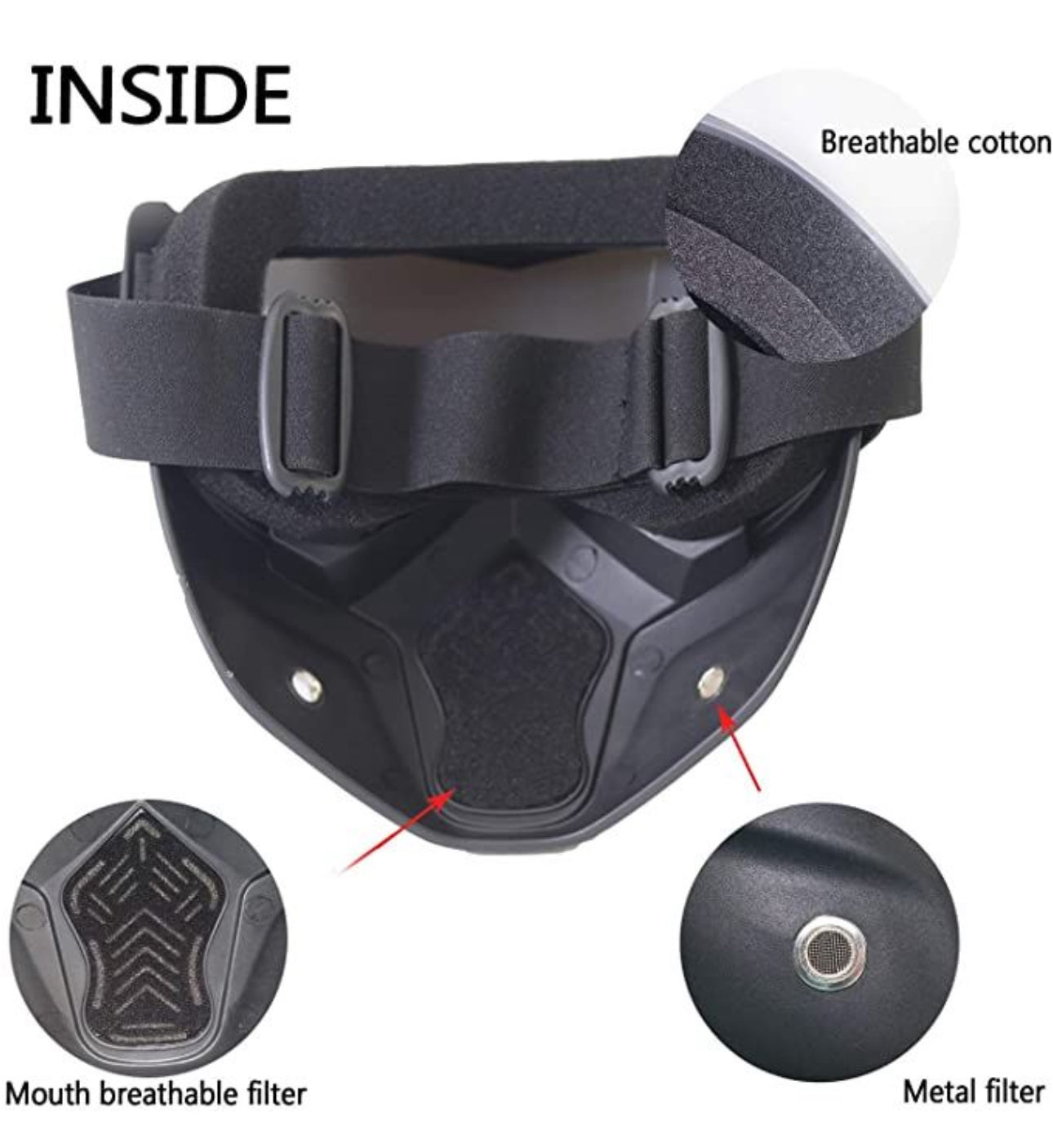 Motorcycle Goggles Detachable Face Mask