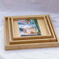 MHome Wooden Nesting Serving Tray Set (3pc) – Dark Brown / Light Brown
