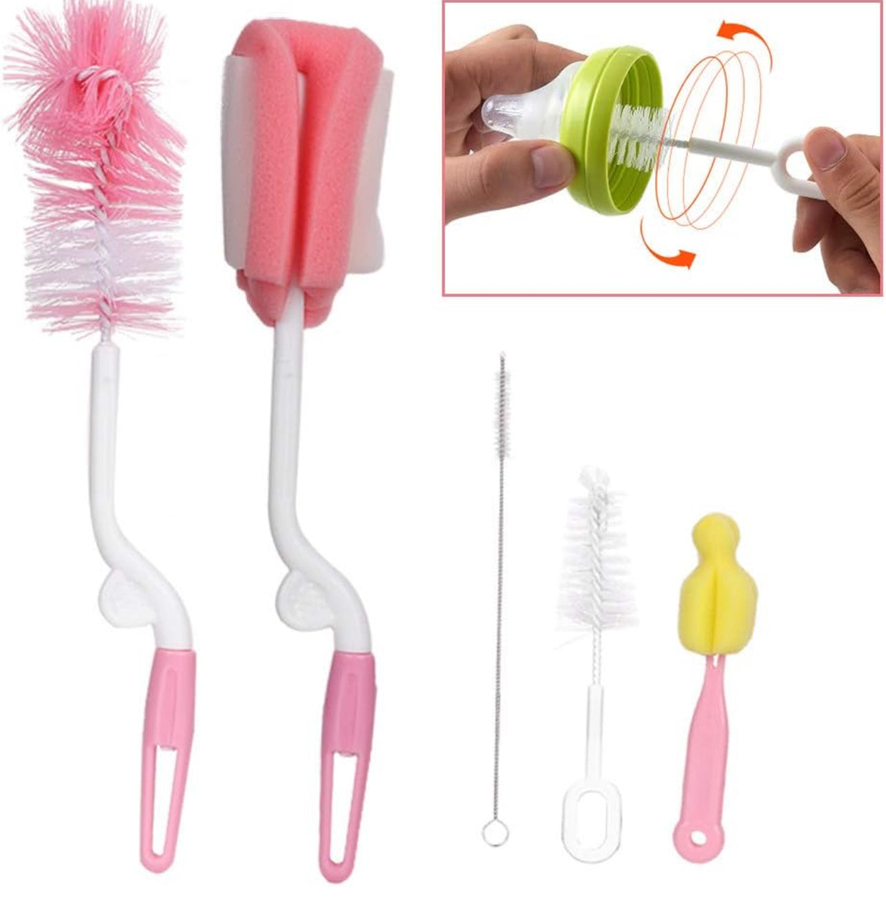 Bottle Brush, Practical 5 Pcs Feeding Bottle Cleaning Brush, Soft for Washing Cleaning Baby Bottle Feeding Bottle