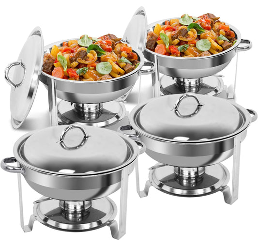 Full Size Round Chafing Dish  7L Stainless Steel Tray Buffet Catering, Dinner Serving Buffer Warmer Set