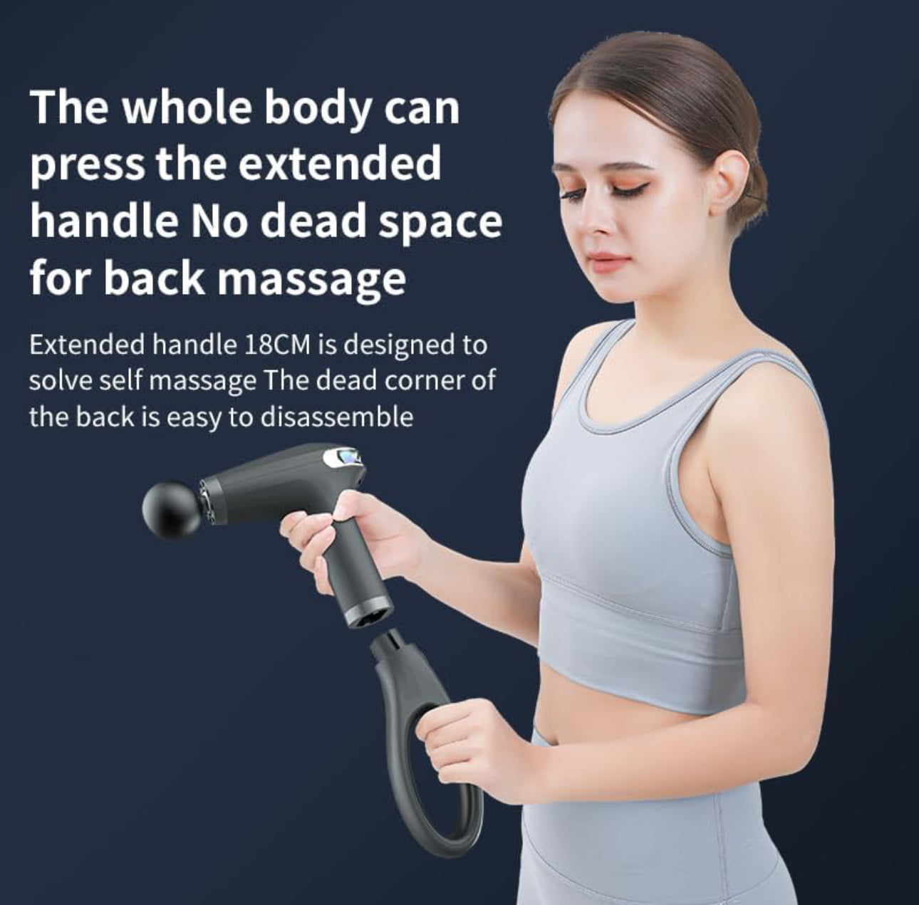 Percussion Massage Gun PRO with Extended Handle, Massager for Muscle with 8 Speeds &LED Screen &4Massage Heads, Massage Gun Deep Tissue AI Intelligent Control Chip Intellige(Black)