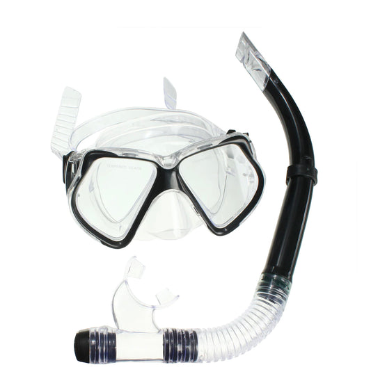 SILICONE SCUBA DIVING EQUIPMENT DIVE MASK DRY SNORKEL SET SNORKELING GEAR