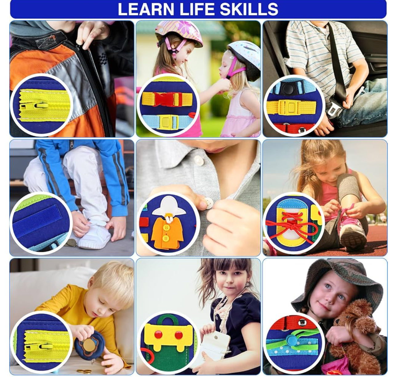 Activity Sensory Toy, Learning Basic Life, Clothing Skills and Fine Motor Skills