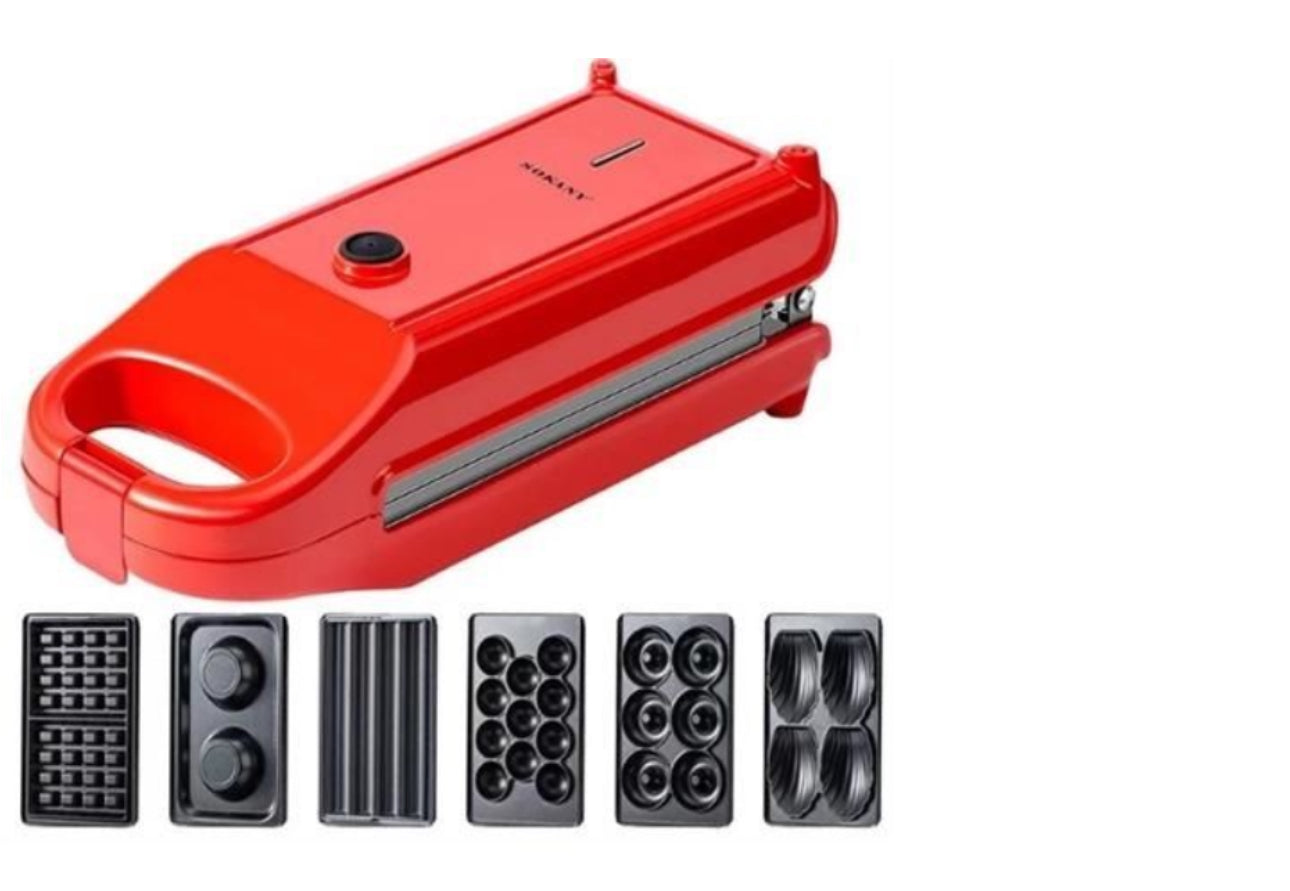 Sokany Interchangeable Plates 6-in-1 Sandwich Maker