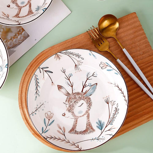 Ceramic Bowl Round Plate Dinnerware Bowl Kitchen Bohemian Style